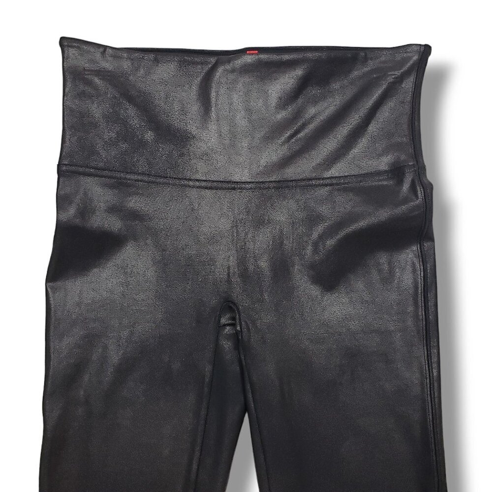 Spanx Faux Leather Leggings Womens Small Black Shaping Pull On - Picture 2 of 7